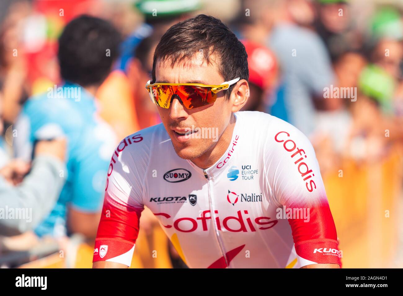San Vicente de la Barquera, Spain-September 7, 2019: Stéphane rossetto, ciclista del Team Cofidis durante la fase 14 di la Vuelta a España. Foto Stock