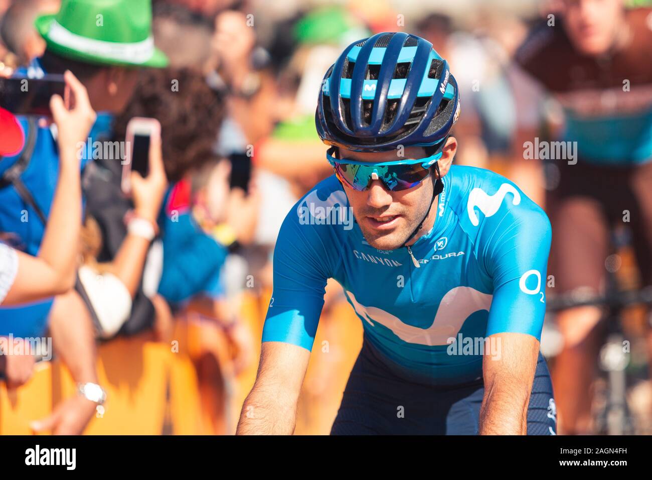 San Vicente de la Barquera, Spain-September 7, 2019: Antonio, PEDRERO ciclista del Team Movistar durante la fase 14 di la Vuelta a España. Foto Stock