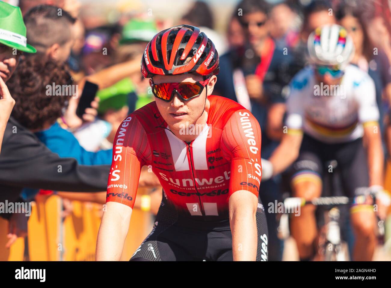 San Vicente de la Barquera, Spain-September 7, 2019: Michael ammassatore, ciclista del team La Ragnatela Solare durante la fase 14 di la Vuelta a España. Foto Stock