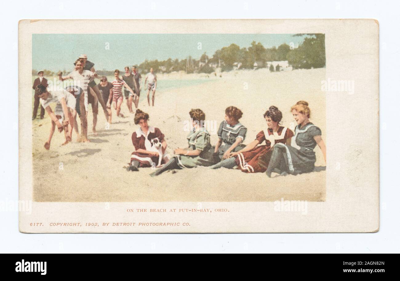 Cartolina numero di serie: 6177 1902-1903. Passate al full-size illustrazione quando normative postali consentite indirizzo e messaggio insieme sulla retromarcia.; sulla spiaggia di mettere-in-Bay, Ohio Foto Stock