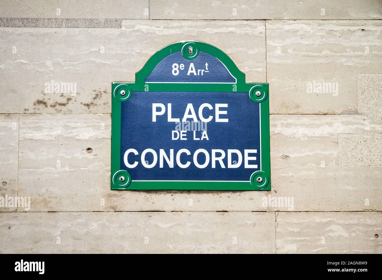 Place de la Concorde street firmano a Parigi, Francia Foto Stock