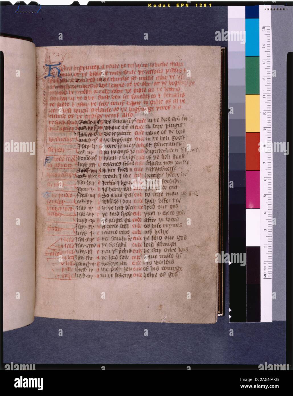 Elencati in de Ricci, Seymour, il censimento di medievale e rinascimentale, manoscritti negli Stati Uniti e in Canada. New York. N.Y.: H.W. Wilson, 1935; e il supplemento, New York, N.Y.: Società Bibliografica dell'America, 1962. Proprietà : primi proprietari: Giovanni Powndell, John Oxburg, Thomas Stateville, J. S. Linden. Dato 1788 da Walter Taylor al Rev. William Romaine, e nel 1841 dalla sig.ra Romaine a J. B. Storry. Lenox collezione. De Ricci luoghi questo manoscritto nel XV secolo; la dott.ssa valutazione pone agli inizi del XV secolo. Il professor Paul Acker date a ca. 1430. Versione successiva, contenente sul ss. Foto Stock
