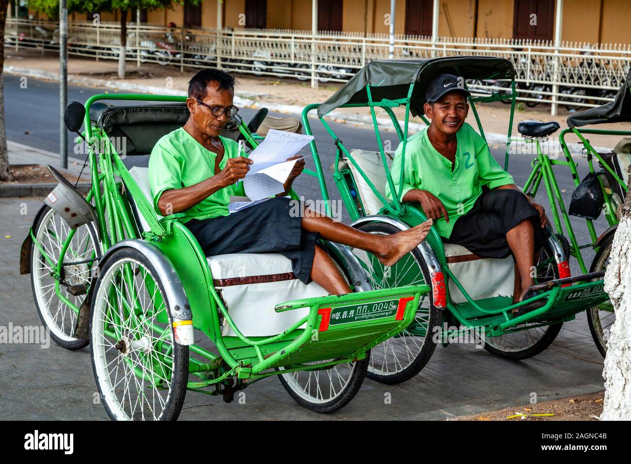 Pedicab Driver, Phnom Penh Cambogia. Foto Stock