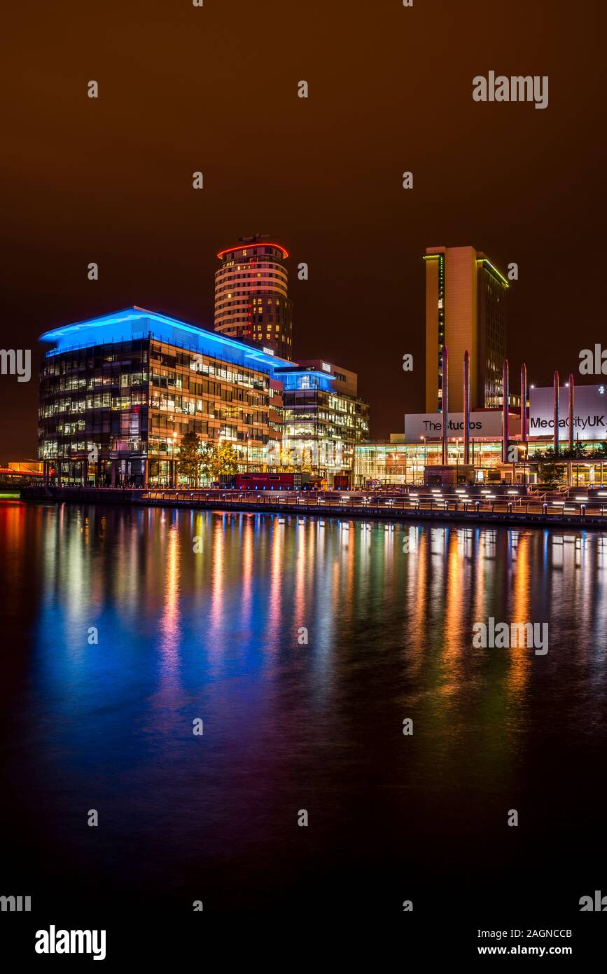 Bbc media city;centro;Salford Quays, Manchester, Inghilterra,uk,l'Europa Foto Stock