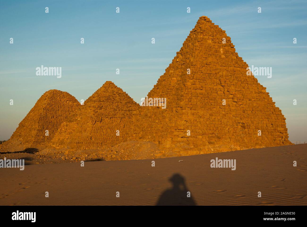 Piramidi, Royal Necropoiis, Nuri vicino Karima, Sudan settentrionale Foto Stock