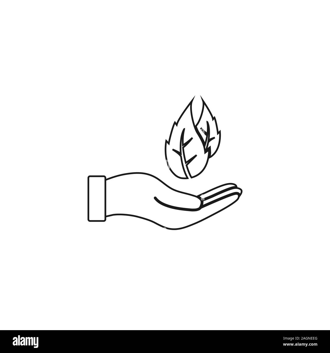 Foglia di icona della mano. Illustrazione Vettoriale, design piatto Illustrazione Vettoriale