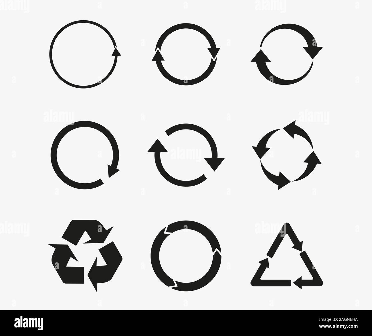 Frecce refresh, icona di riciclaggio. Illustrazione Vettoriale, design piatto Illustrazione Vettoriale