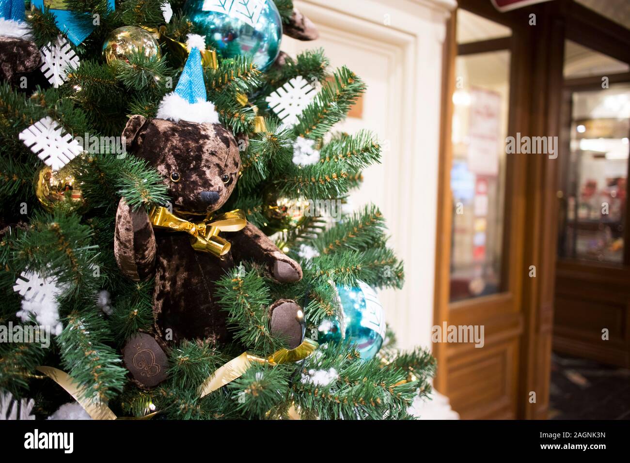 Mosca, Rossia-December 14 2019. festeggiamenti sul Manezhnaya Square a Mosca. festival Viaggio di Natale Foto Stock