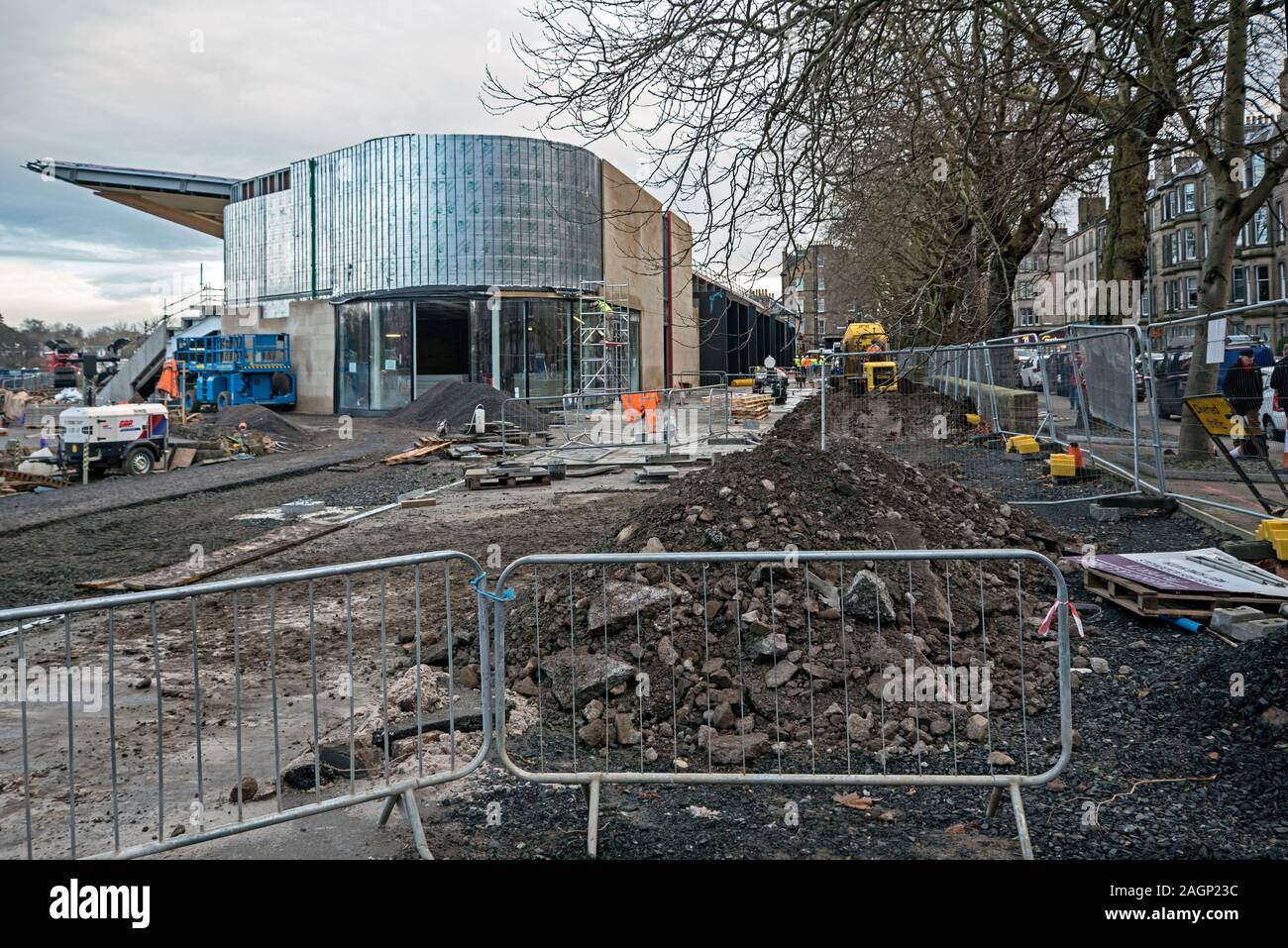 Il piedistallo in costruzione durante la riqualificazione di Edinburgh Academicals Rugby Club terreno in Stockbridge, Edimburgo, Scozia, Regno Unito. Foto Stock