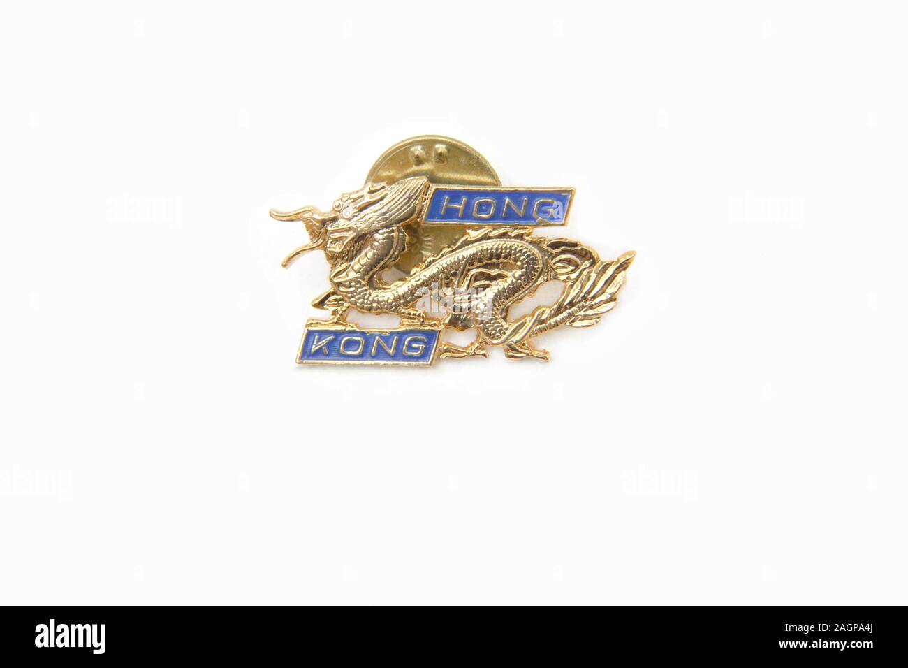 Per collezionisti di Dragon Pin da Choi Hon San Incisione su metallo società di Hong Kong Foto Stock