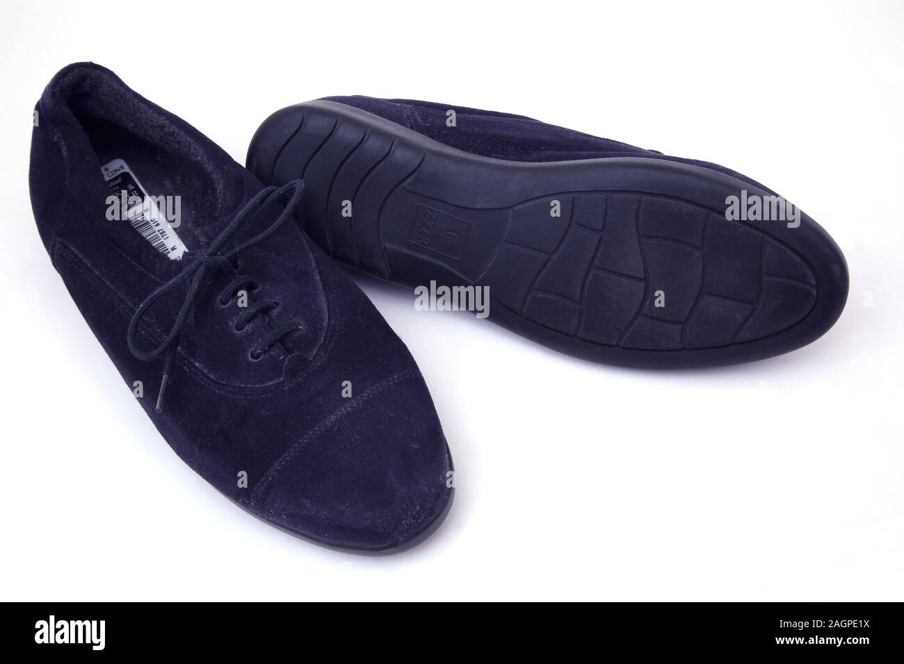 Navy Suede Lace Up Pantofole Foto Stock
