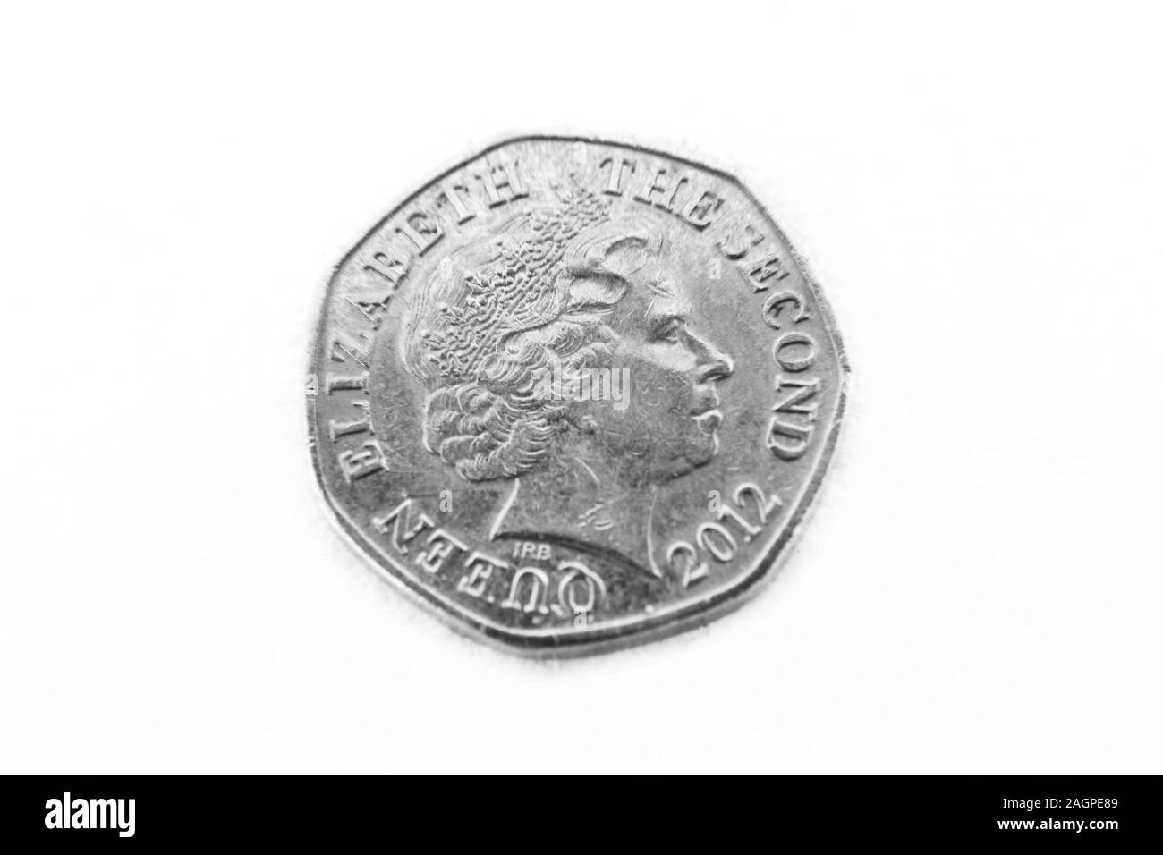 Venti Pence moneta da Jersey - Retromarcia che mostra la regina Elisabetta II Foto Stock