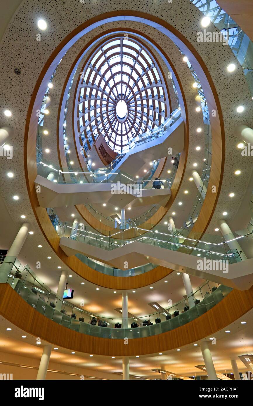 Liverpool Central Library, New Atrium Completed 2013, 1840 William Brown St, Liverpool, Merseyside, Inghilterra, Regno Unito, L3 8EW Foto Stock