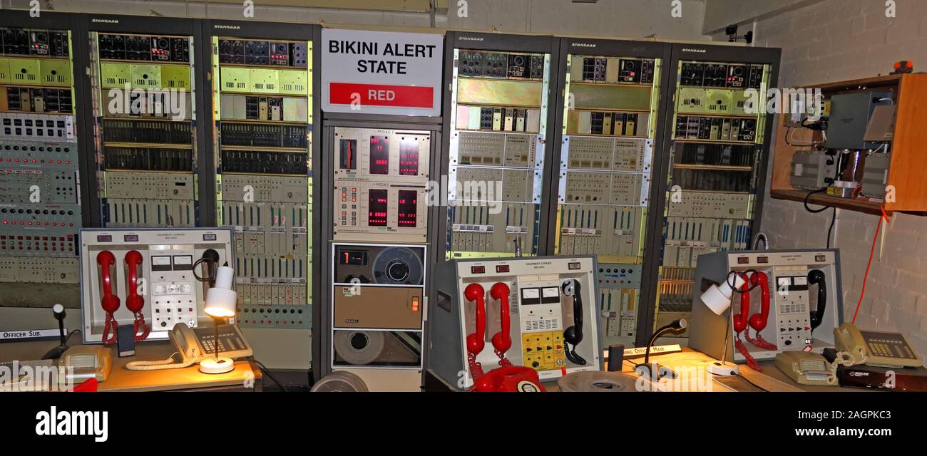 Segreteria dei Commissari regionali, Bikini state Red, Hack Green, coldwar, bunker nucleare, Cheshire, Inghilterra, Regno Unito Foto Stock