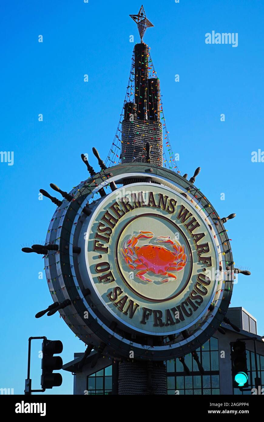 Fishermans Wharf sign in San Francisco. Foto Stock