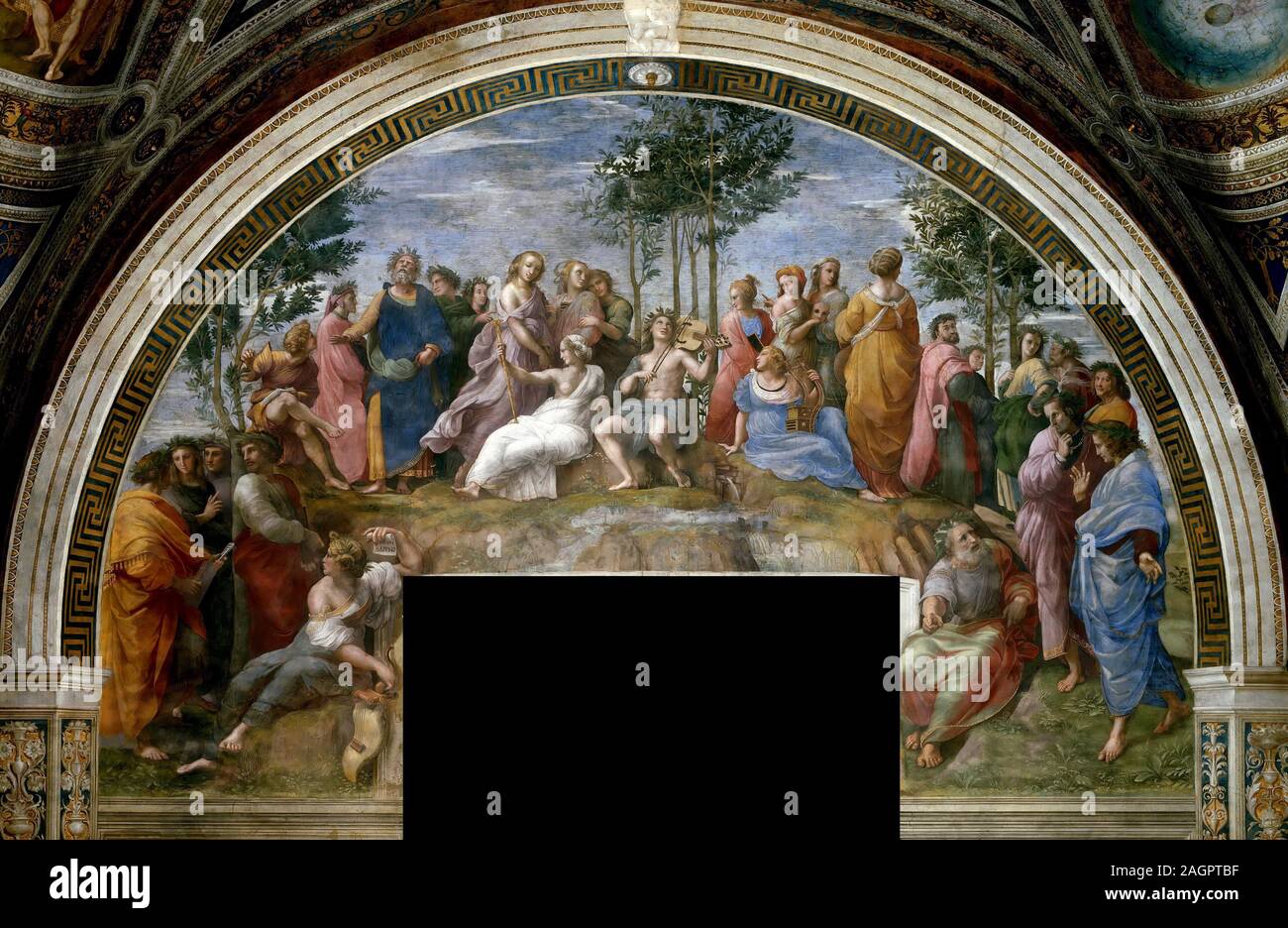 Il Parnaso (affresco nella Stanza della Segnatura). Museo: Collezione privata. Autore: Raphael (Raffaello Sanzio da Urbino). Foto Stock