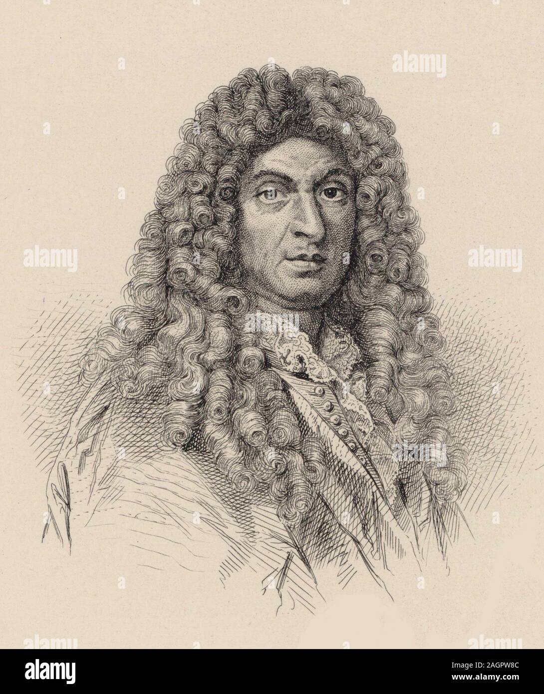 Ritratto del compositore Jean-Baptiste Lully (1632-1687). Museo: Collezione privata. Autore: anonimo. Foto Stock