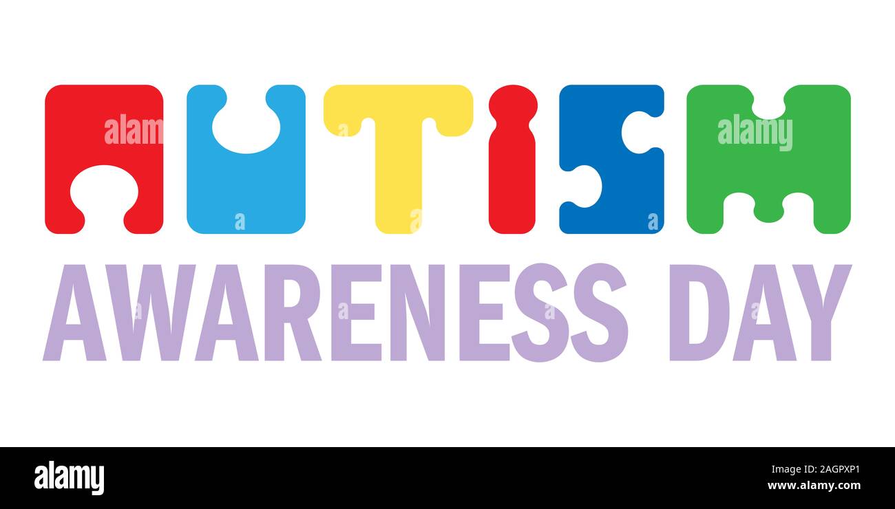 L'autismo consapevolezza giorno concetto illustrazione vettoriale Foto Stock