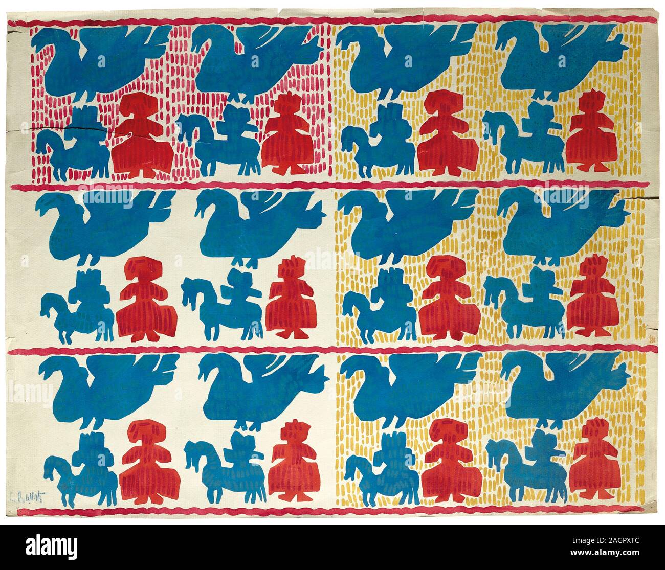 Il design tessile. Museo: Collezione privata. Autore: Leon Bakst. Foto Stock