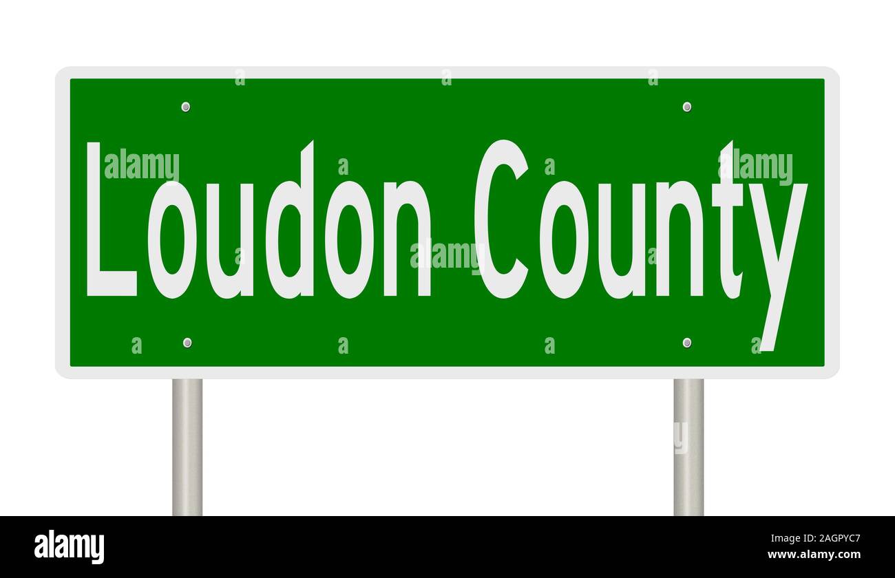 Il rendering di un verde 3d autostrada segno per Loudon County Foto Stock