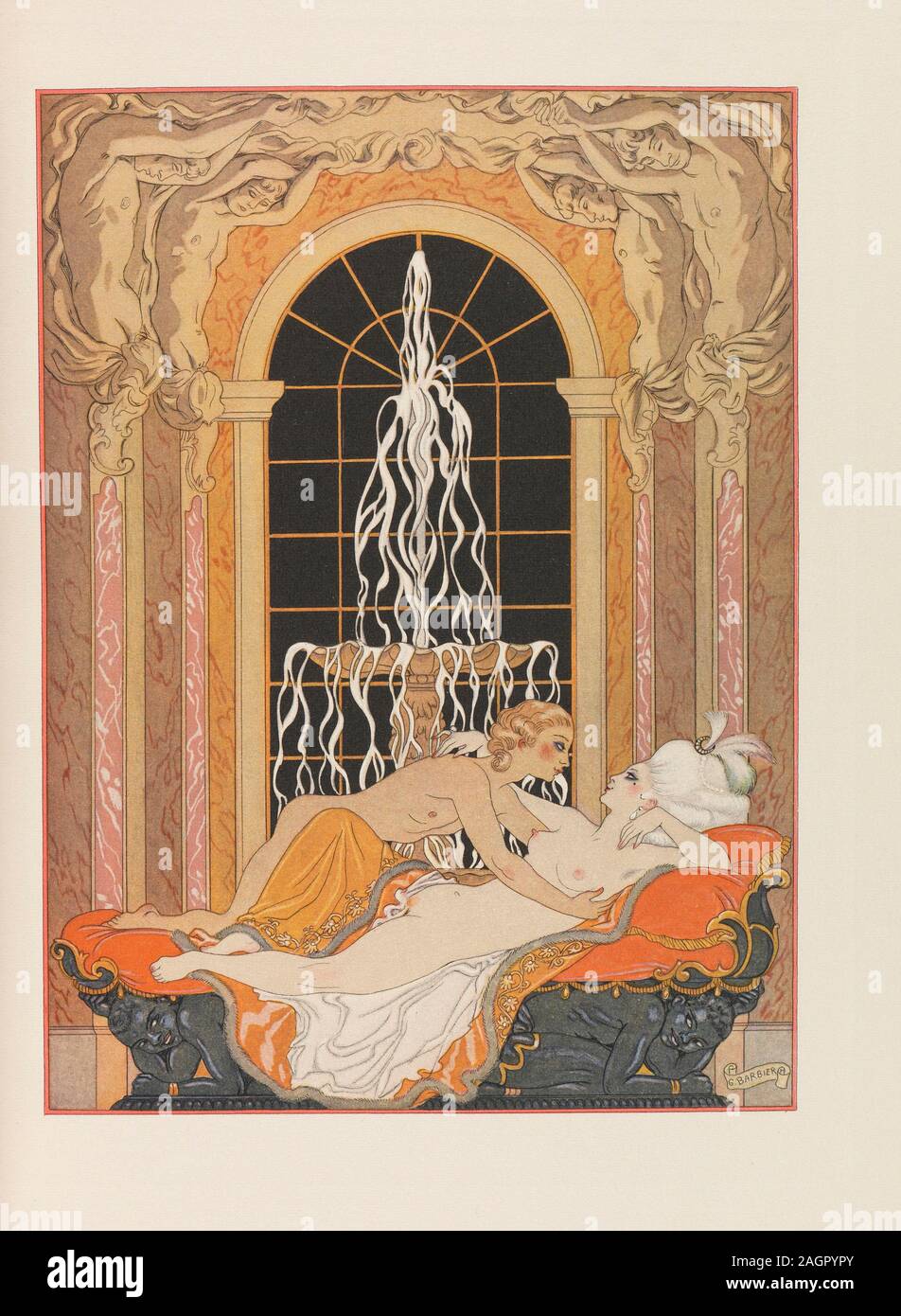 Illustrazione per il romanzo epistolare Liaisons pericolose (Les liaisons dangereuses) da Choderlos de Laclos. Museo: Collezione privata. Autore: GEORGE BARBIER. Foto Stock