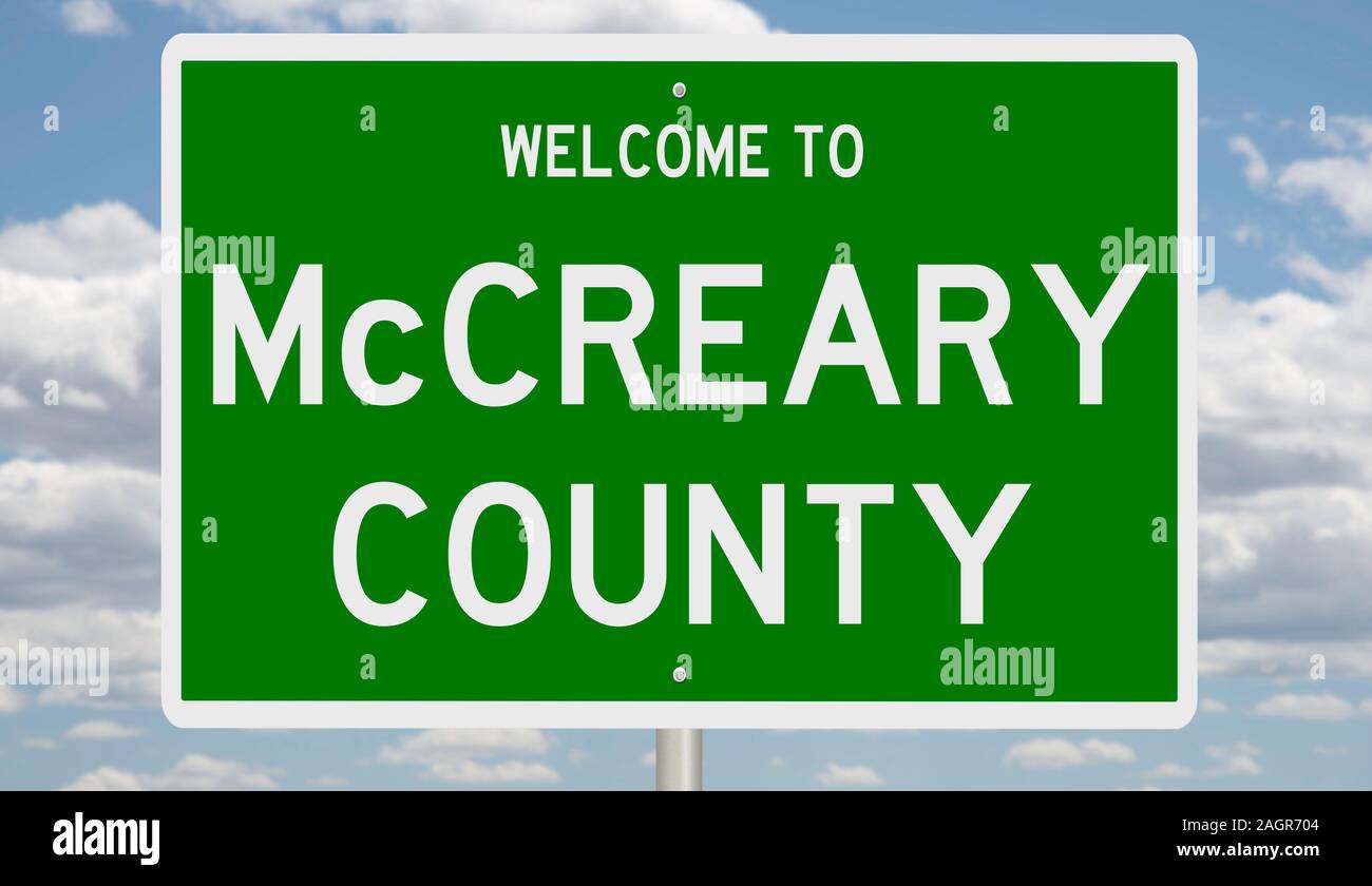 Il rendering di un verde 3d autostrada segno per McCreary County Foto Stock