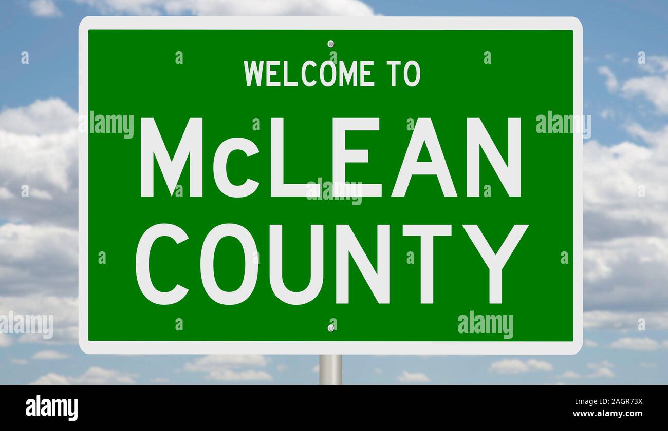 Il rendering di un verde 3d autostrada segno per McLean County Foto Stock