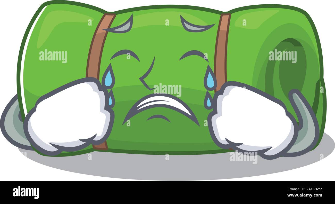 Triste pianto camping mat scorrere cartoon character design Illustrazione Vettoriale