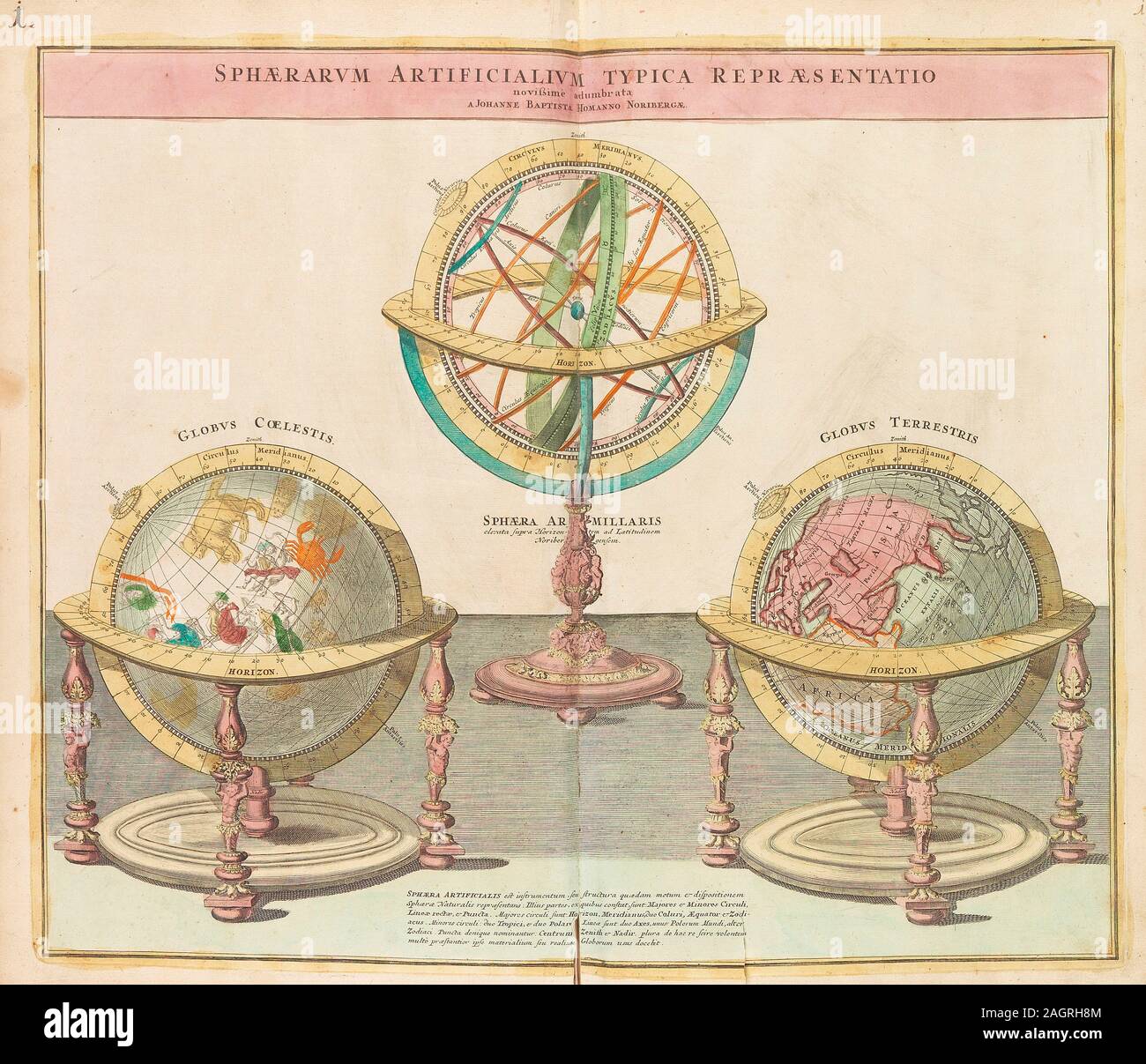 I globi (dal Grand Atlas di tutto il mondo). Museo: Collezione privata. Autore: Johann Baptist HOMANN (. Foto Stock