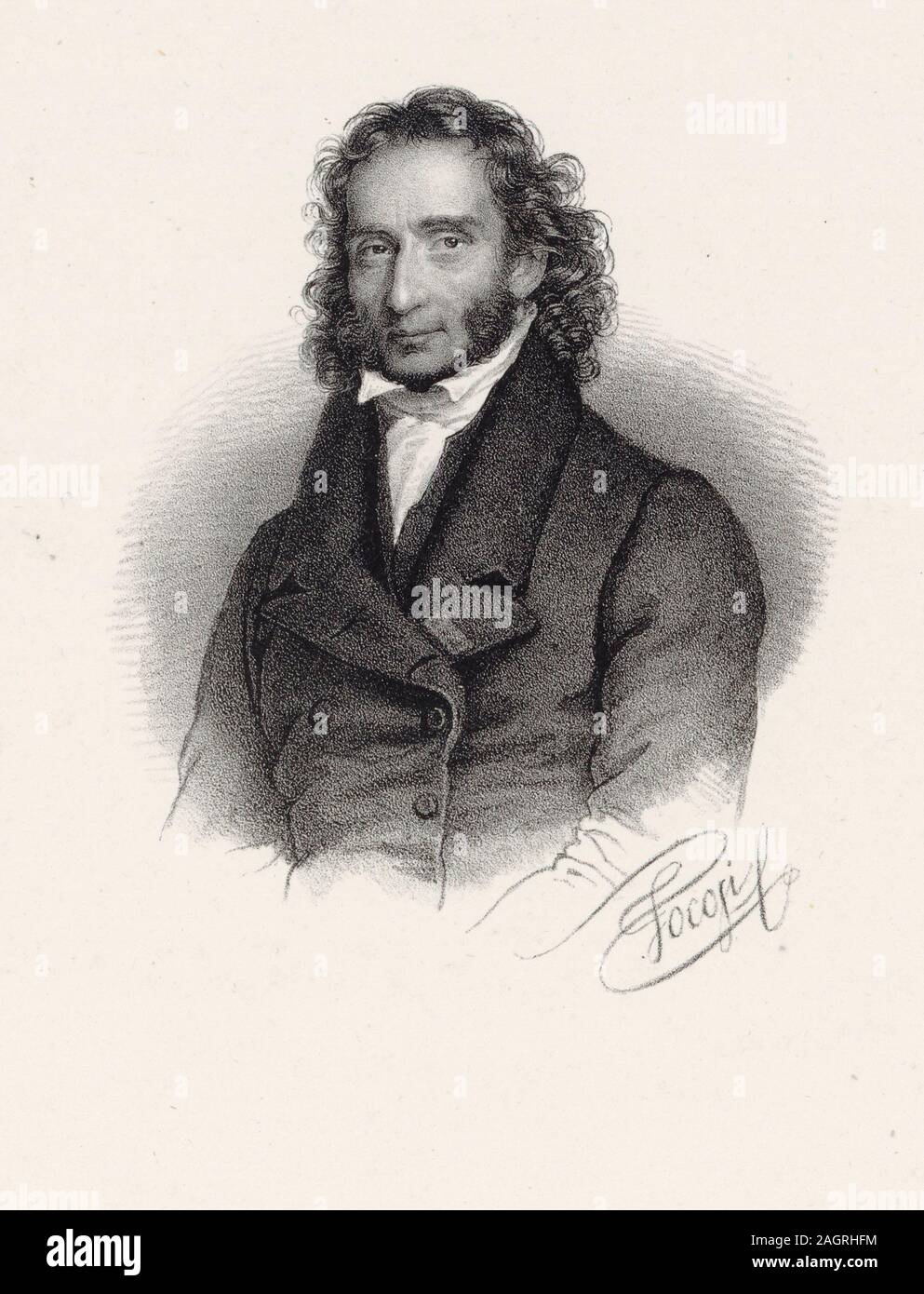 Ritratto di Niccolò Paganini (1782-1840). Museo: Collezione privata. Autore: ROBERTO FOCOSI. Foto Stock