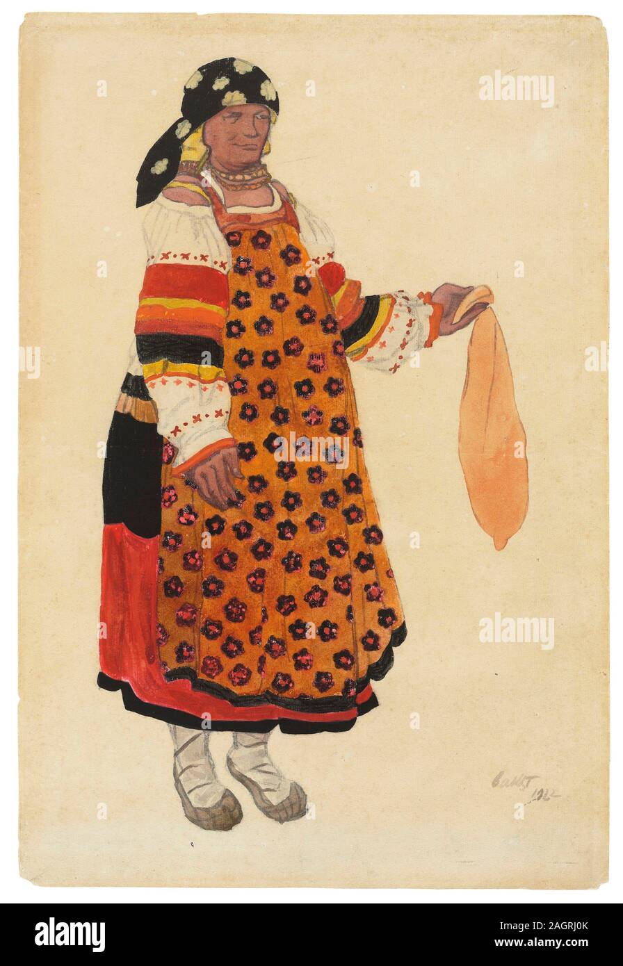 Contadina. Costume Design per il Vaudeville "Vecchio di Mosca" presso il Théâtre Femina a Parigi. Museo: Collezione privata. Autore: Leon Bakst. Foto Stock