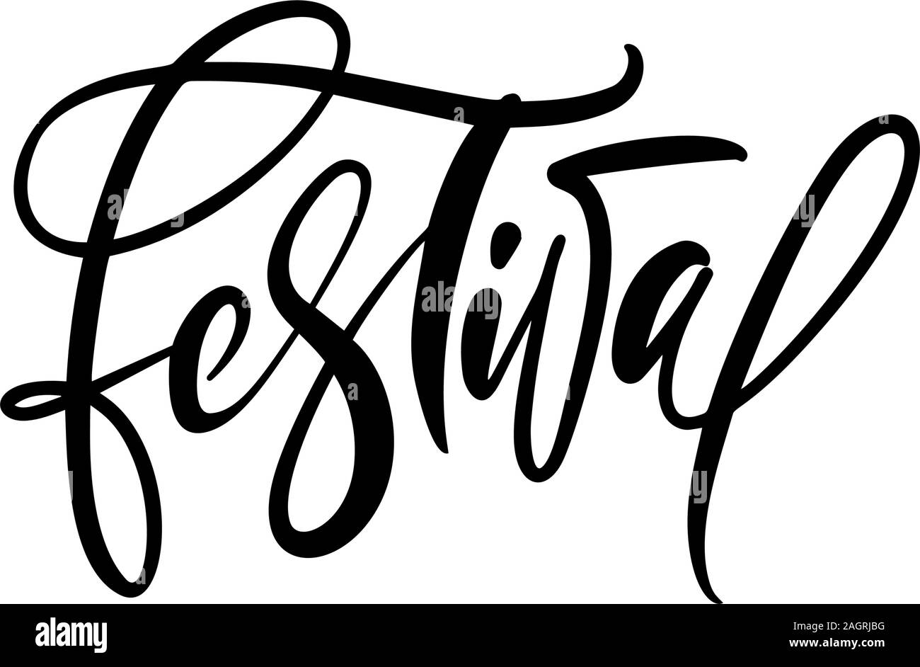 Vettore Handdrawn calligrafica Festival di testo. Lettering illustrazione musicale di cibo o di vacanza. Per poster o t-shirt design, banner e poster Illustrazione Vettoriale