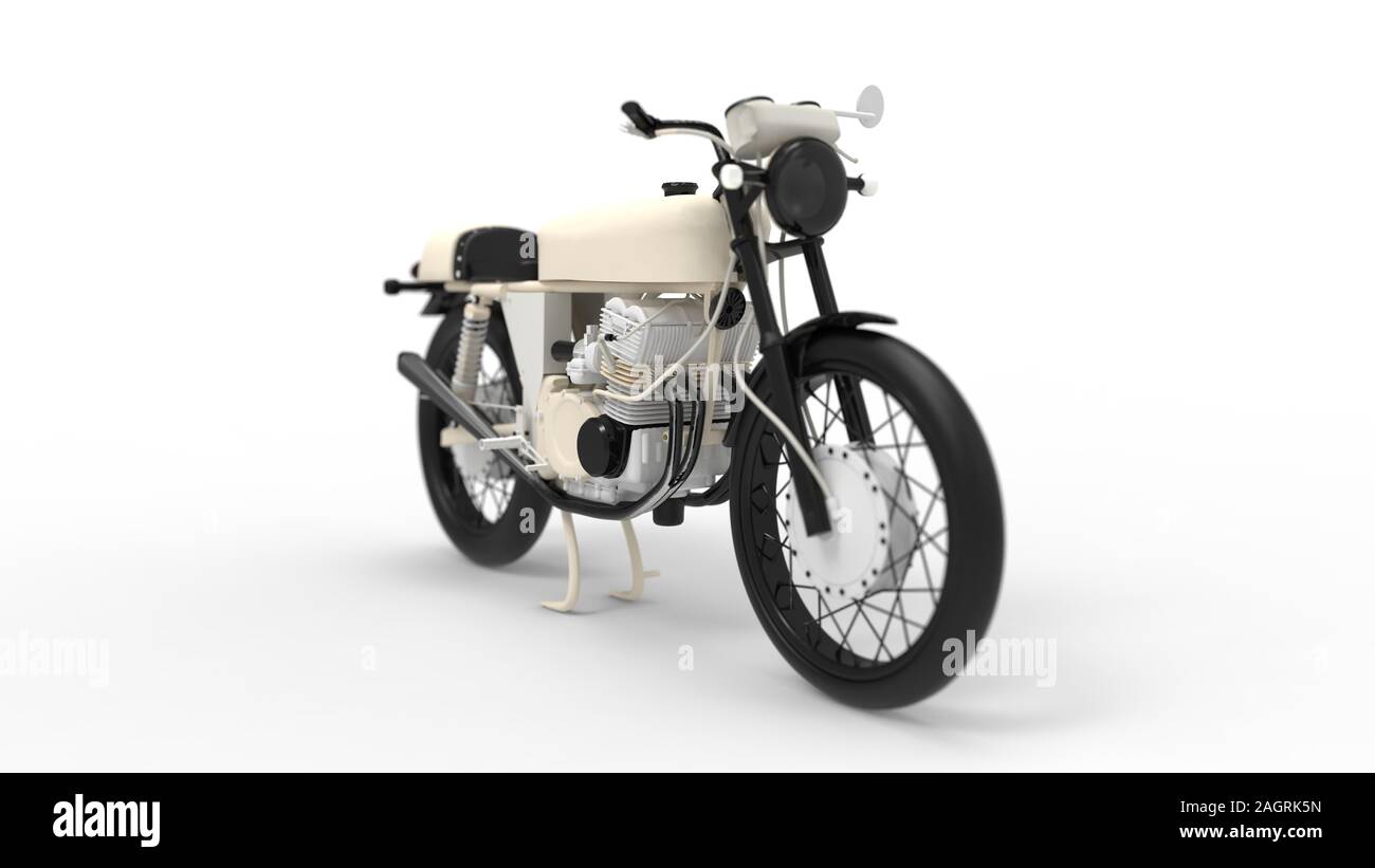 3D rendering di un annata brandless motociclo isolato in sfondo per studio Foto Stock
