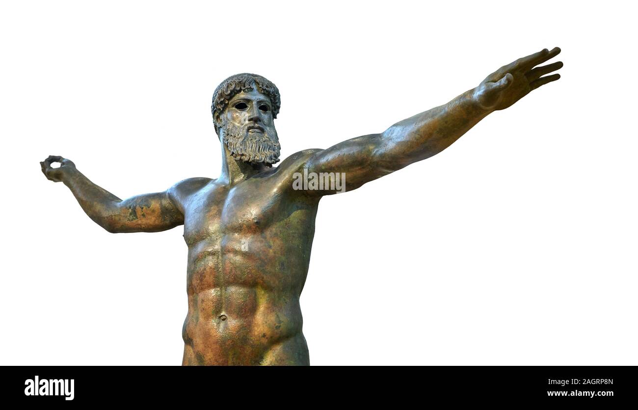 Inizio classica greca antica statua in bronzo di Zeus o Poseidone