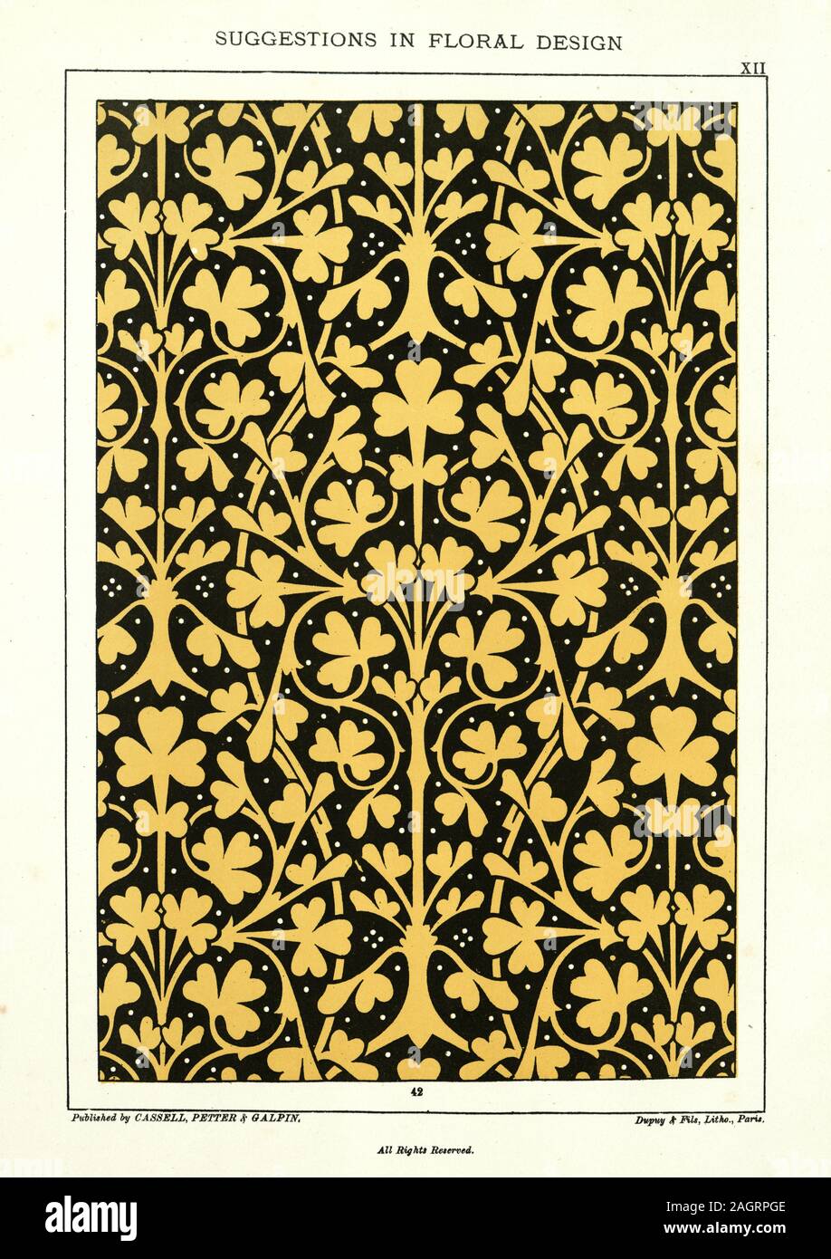Vintage incisione di suggerimenti in design floreale, secolo XIX Foto Stock