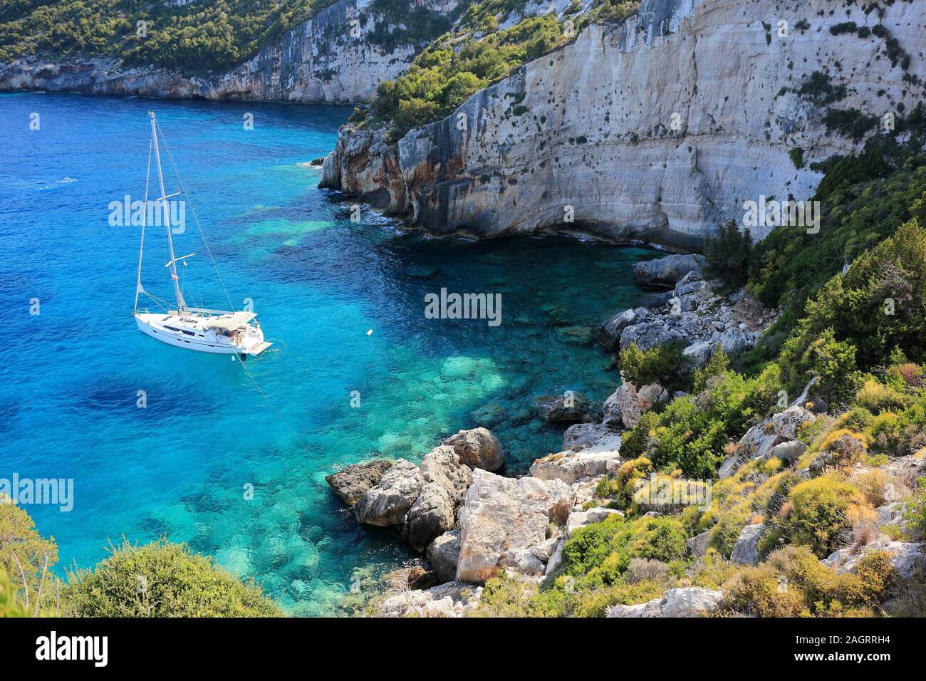 Capo Skinari. Costa nord di Zante o isola di Zante, Mar Ionio, Grecia. Foto Stock