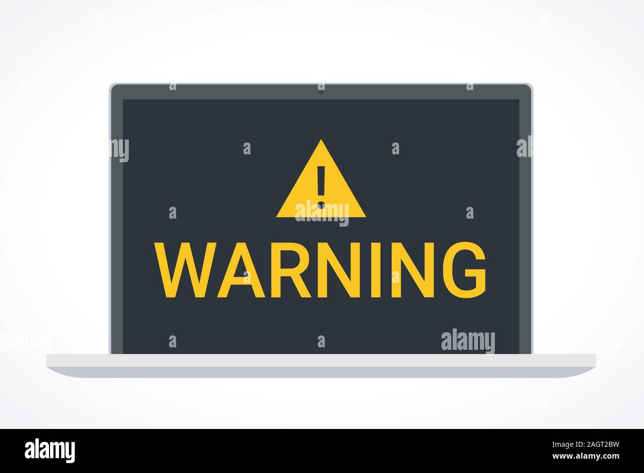 Simbolo giallo di avvertimento sul nero dello schermo del monitor Illustrazione Vettoriale