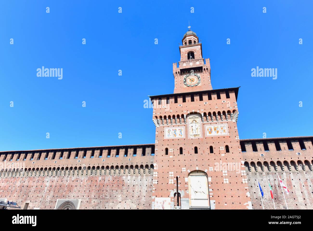Esterno del Castello Sforzesco di Milano città Foto Stock