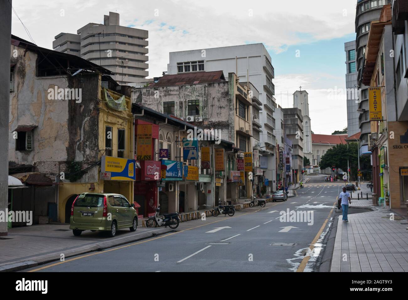 Jalan Hang Lekiu, una piccola strada in Kuala Lumpur downtown Foto Stock