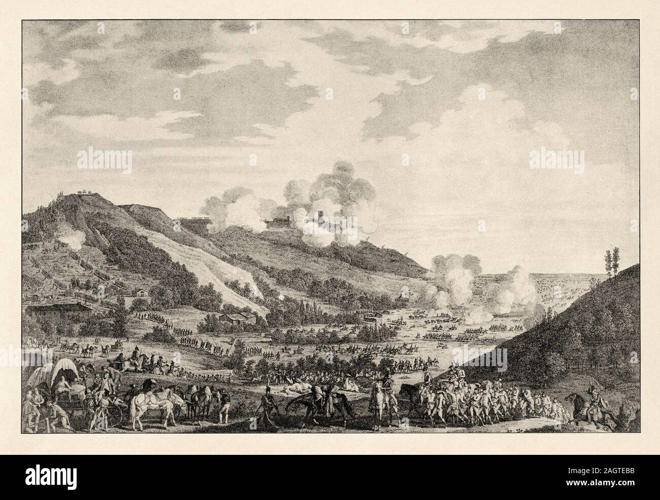 La battaglia di Castiglione, l'esercito francese dell'Italia sotto il generale Napoleone Bonaparte attaccare un esercito della monarchia asburgica guidato da Feldmarschall Dagobert Foto Stock