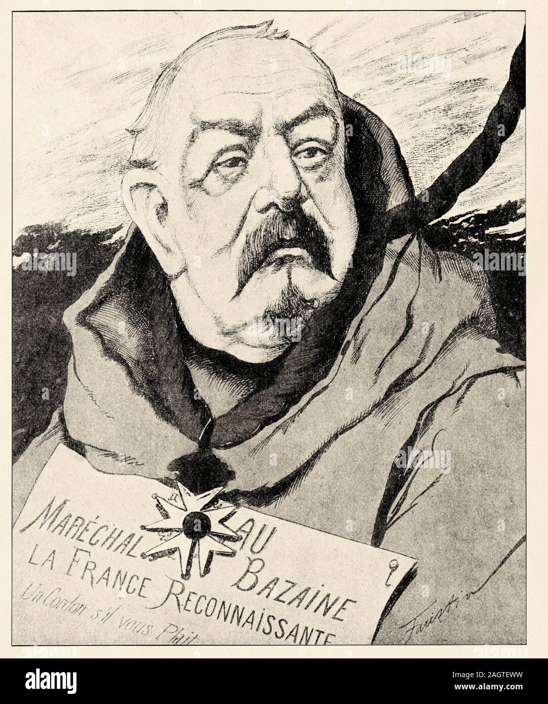 La provincia durante la guerra del 1870-1871, Metz. François Achille Bazaine (Versalles, 1811 - Madrid 1888), il maresciallo di Francia. Si ritirò verso il per Foto Stock
