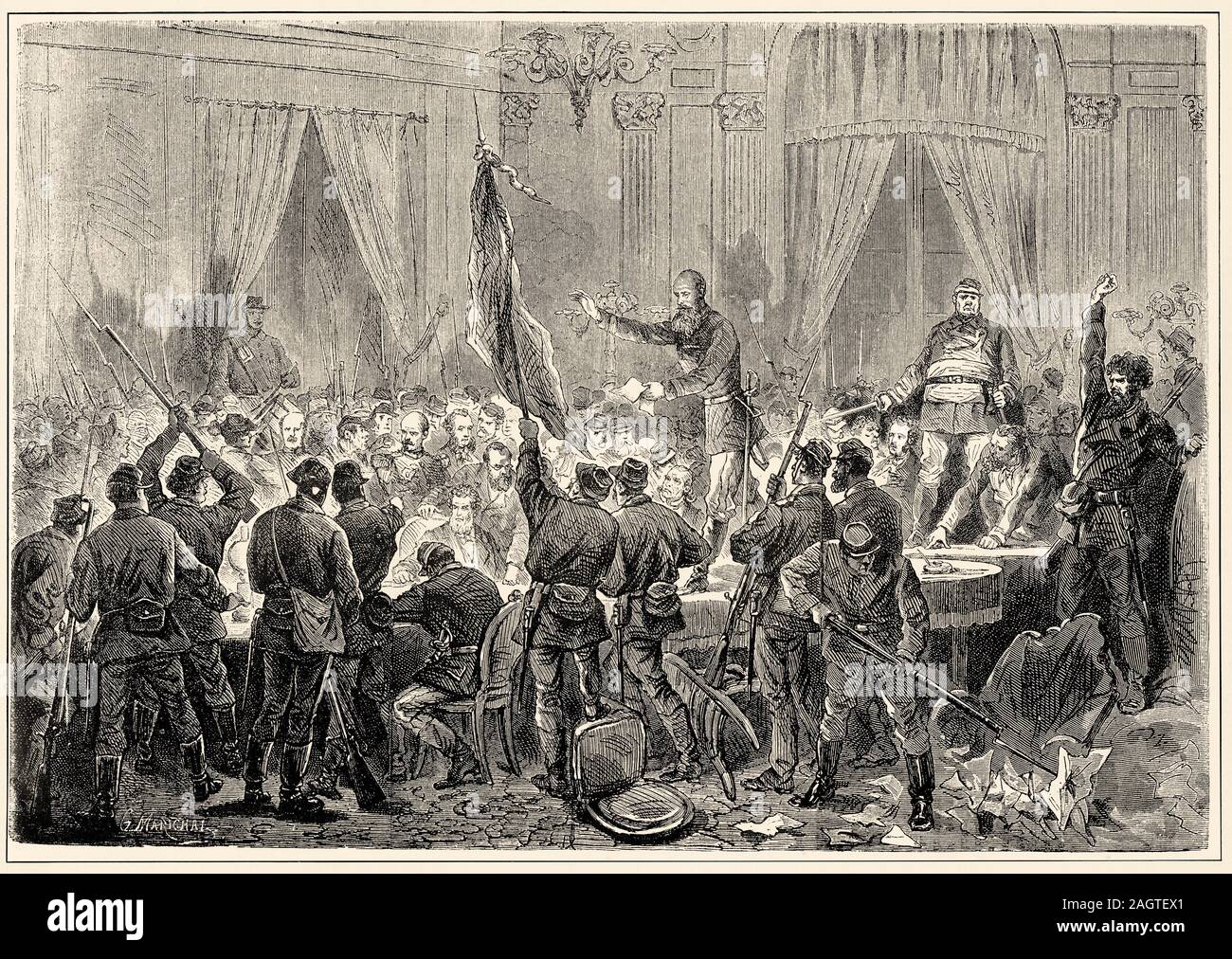 La rivolta del 31 ottobre 1870 ha avuto luogo a Parigi durante l'assedio della capitale, durante la guerra franco-prussiana del 1870. Esso è stato destinato alla prote Foto Stock