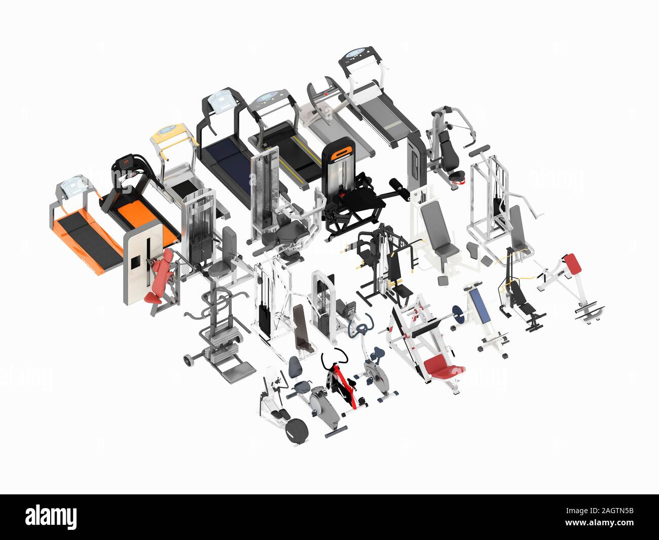 3D render di palestra sportiva macchina Foto Stock