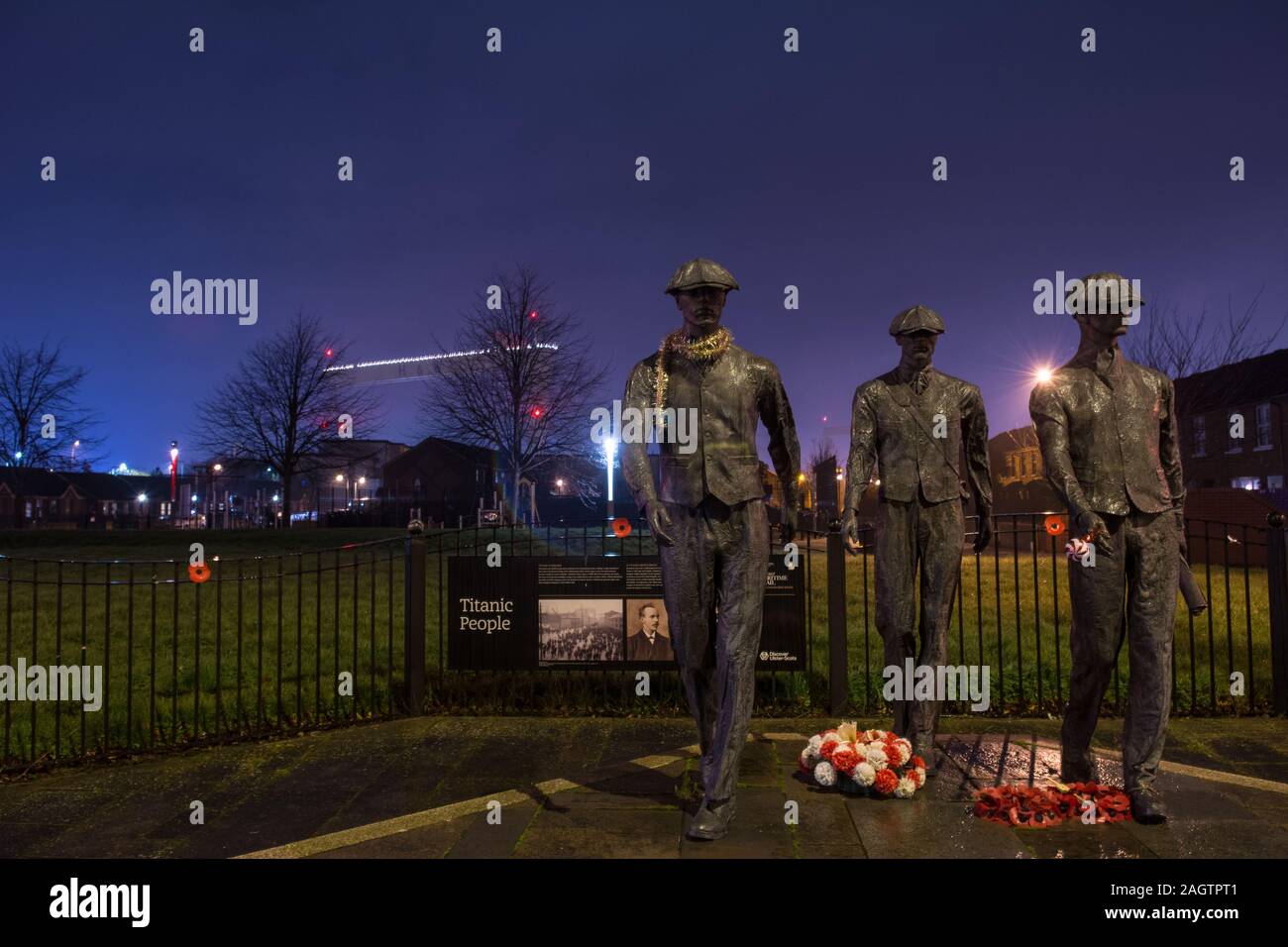 Le statue Yardmen East Belfast Irlanda del Nord Foto Stock
