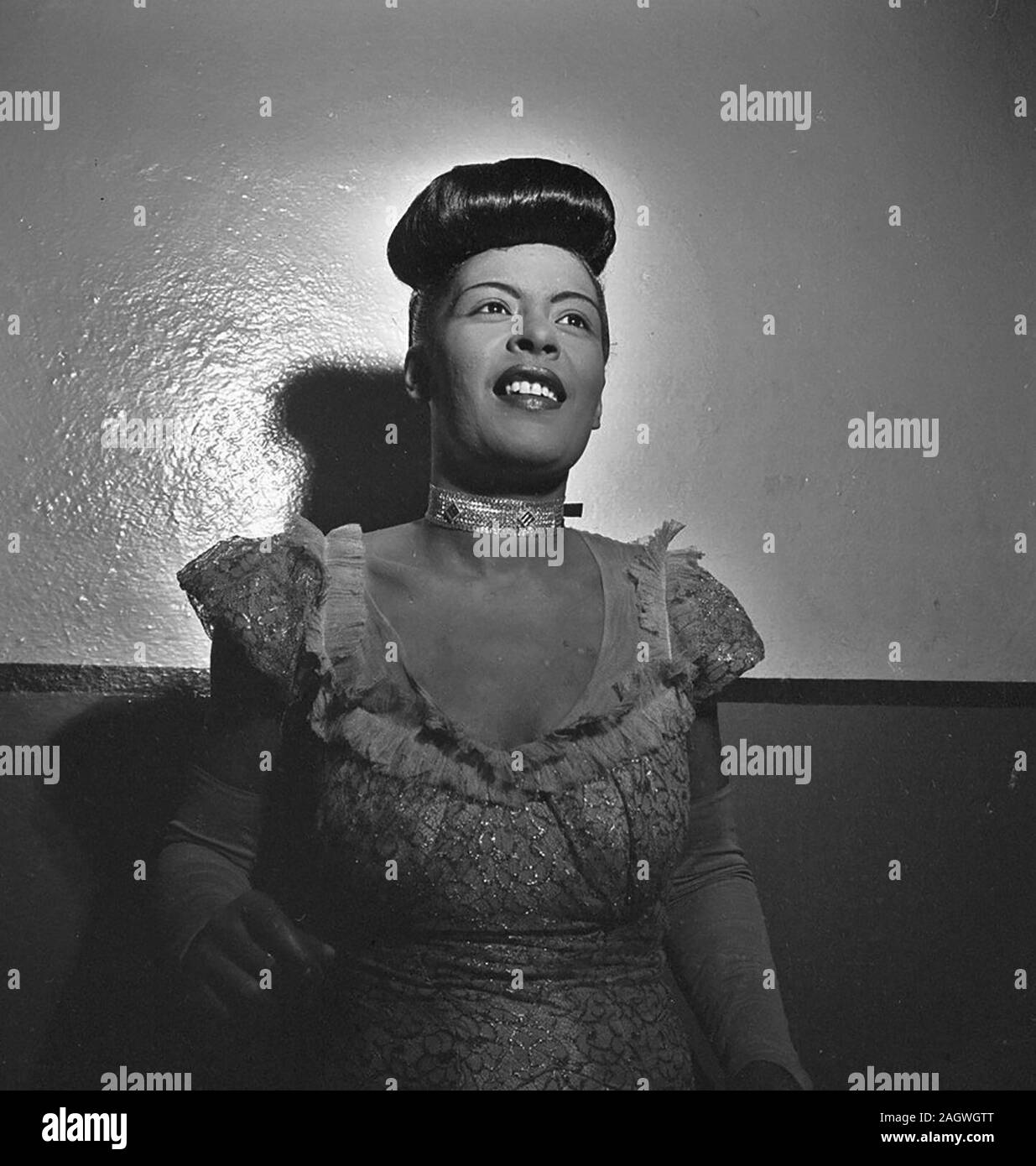 Ritratto di Billie Holiday, Carnegie Hall di New York, N.Y., tra 1946 e 1948 Foto Stock