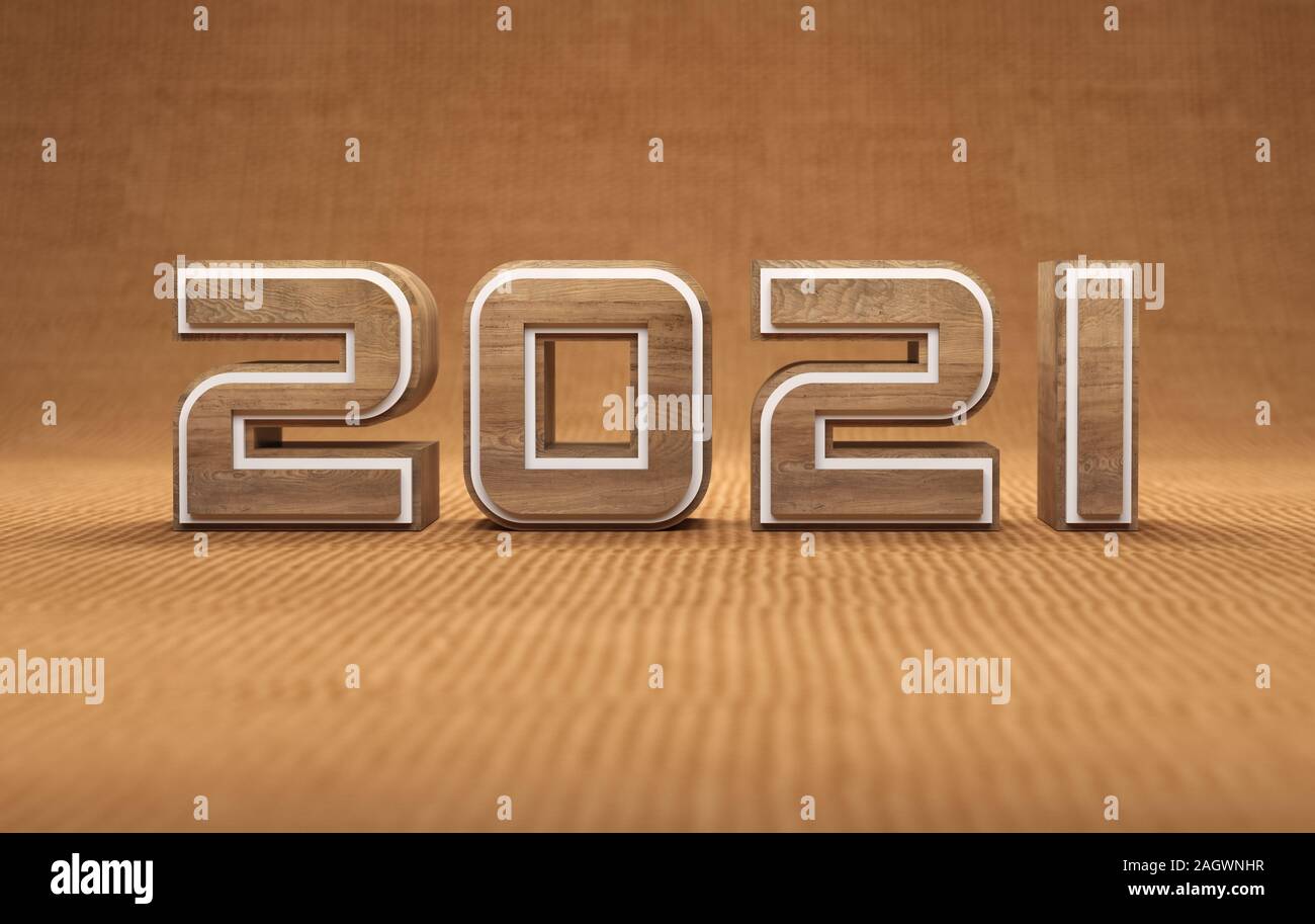 Anno Nuovo 2021 Creative Design Concept - Immagine 3D rappresentata Foto Stock