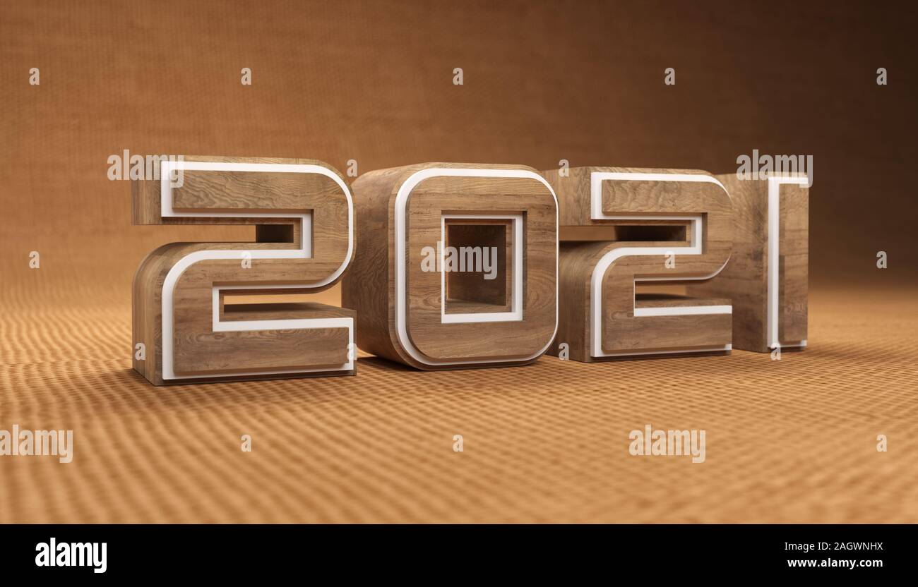 Anno Nuovo 2021 Creative Design Concept - Immagine 3D rappresentata Foto Stock