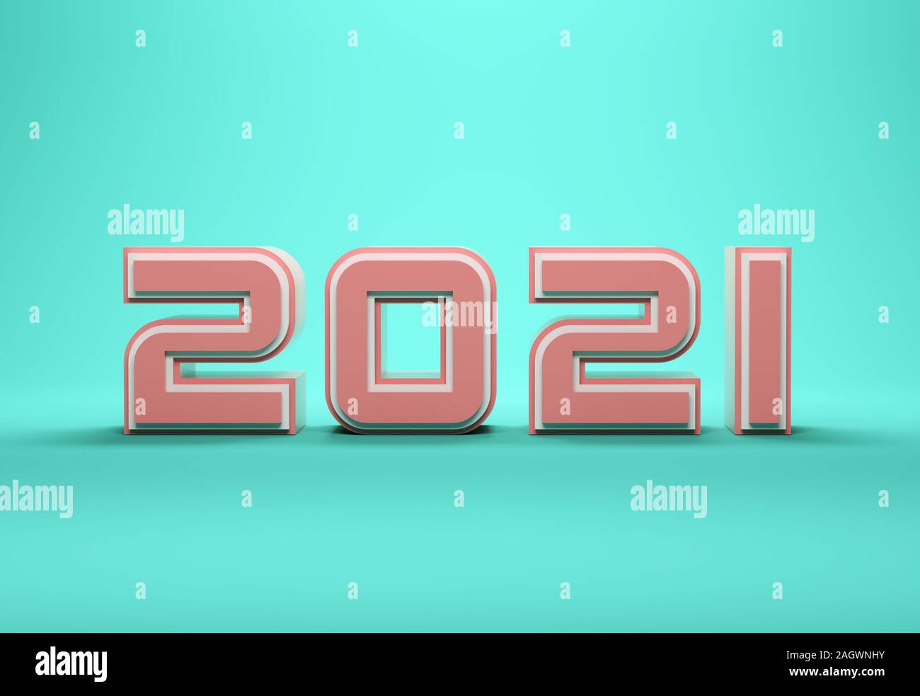 Anno Nuovo 2021 Creative Design Concept - Immagine 3D rappresentata Foto Stock