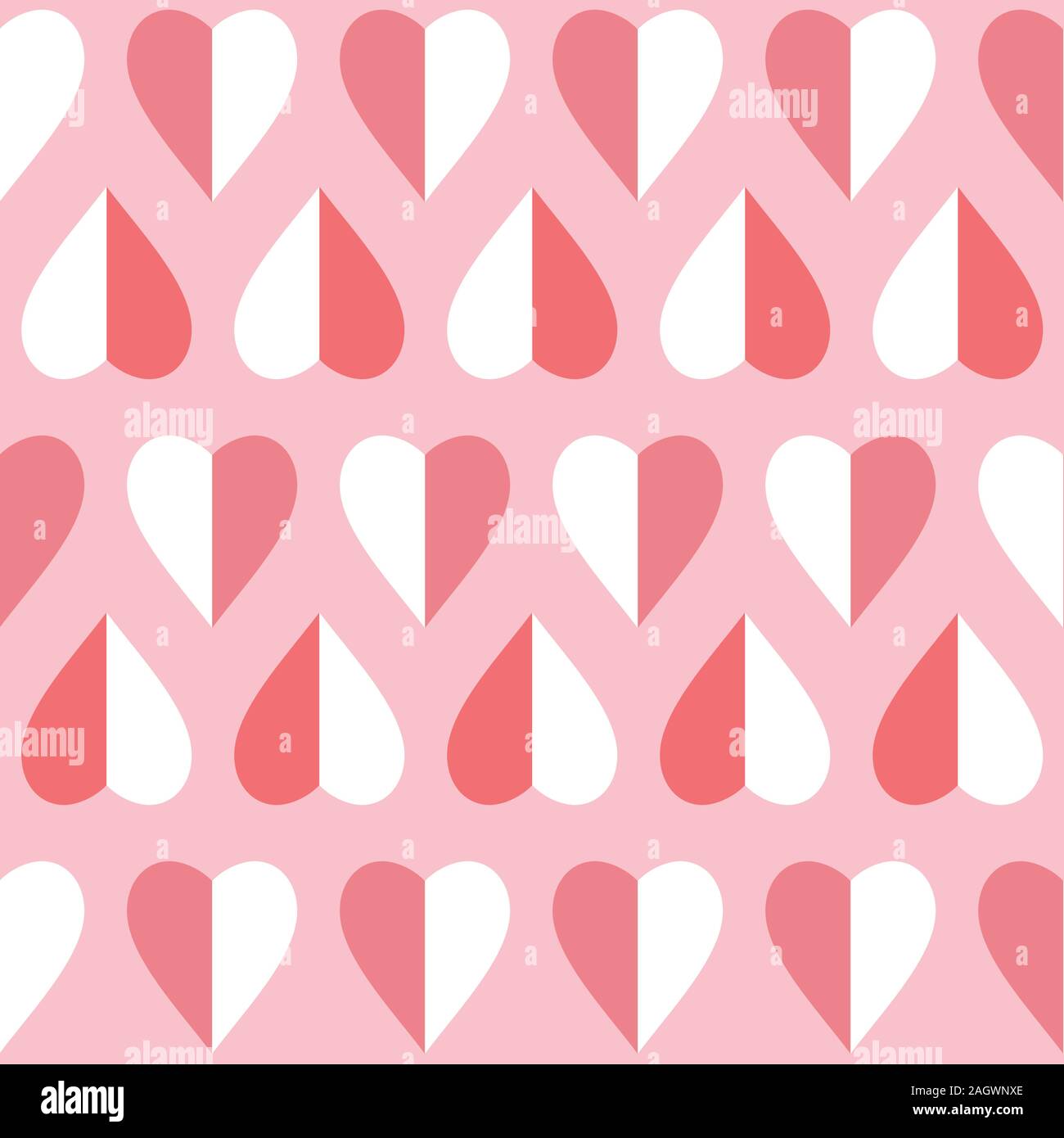 Vector rosa, rosso e bianco cuore senza giunture geometrico schema di ripetizione dello sfondo. Illustrazione Vettoriale