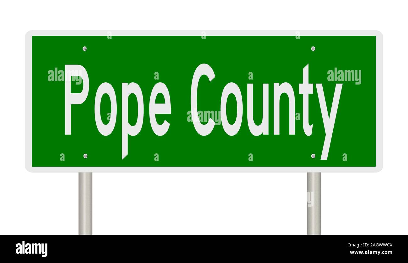 Il rendering di un verde 3d autostrada segno per il Papa County Foto Stock
